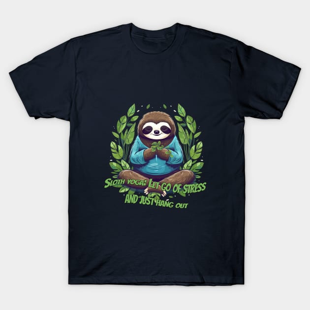 Adorable Sloth Yoga T-Shirt Design for Relaxation and Fitness T-Shirt by ABART BY ALEXST 
